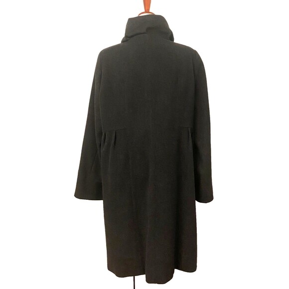 MARINA RINALDI Women's 27 US 18W WOOL CASHMERE Long Coat Jacket Dark Gray Trench - Picture 4 of 11